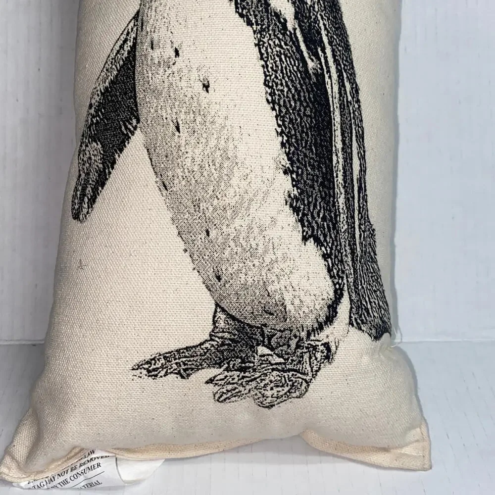 Eric & Christopher Penguin Small Cotton Canvas Pillow 15